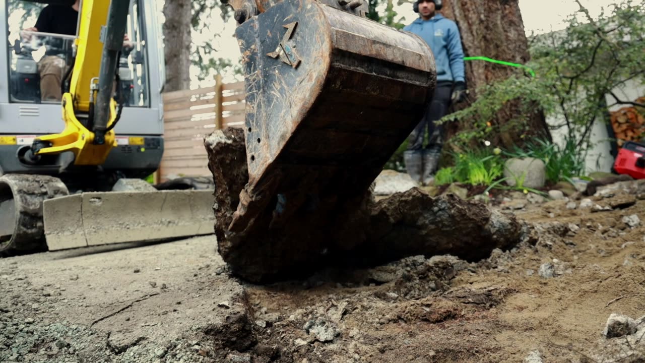 First dig — excavator and ground